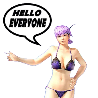 🤗 HELLO EVERYONE phụ nữ, bikini, tóc tím, xin chào, mọi người telegram sticker