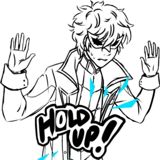 🙌 Joker Persona 5 HOLD UP! persona 5, joker, manos arriba, videojuego, anime, manga telegram sticker