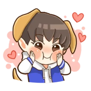 😊 Desenho animado, Bonito, Menina, Coração, Kawaii, Chibi, Adesivo telegram sticker