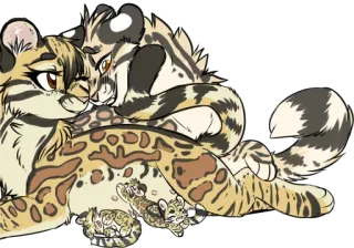 😊 Ozelot, Kätzchen, Tiere, süß, Familie, Cartoon, Katzenartig telegram sticker