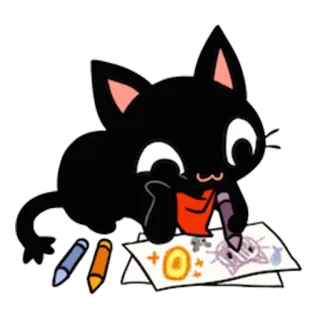 😌 chat, dessin, cartoon, autocollant, chaton, mignon telegram sticker