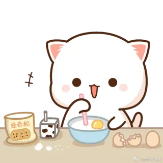✨ mèo, nấu ăn, dễ thương, sữa, trứng, nướng bánh telegram sticker