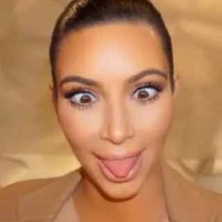 😝 Kim Kardashian celebrity, funny face, goofy, meme whatsapp sticker