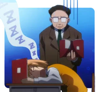 😴 zzzz アニメ, 睡眠, 先生, 学校, 学生, 眠い telegram sticker