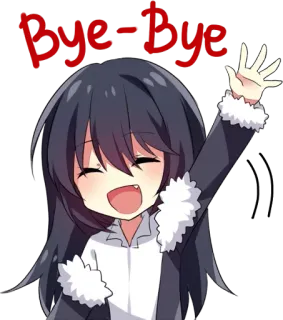 👋 Bye-Bye anime, cartoon, wave, goodbye, farewell, cute telegram sticker