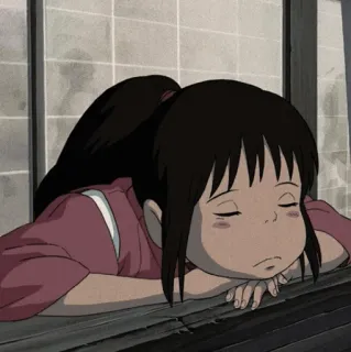 ✨ Chihiro Ogino Spirited Away anime, Spirited Away, Chihiro, sedih, mengantuk, kartun, lelah telegram sticker