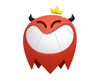 😜 diabeł, potwór, kreskówka, czerwony, rogi, korona, uśmiechnięty, zły telegram sticker