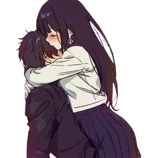 ❤️ Anime, Casal, Abraço, Romance, Afeição, Garota, Garoto whatsapp sticker