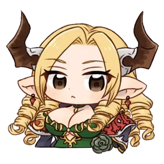 😐 Chibi, Chifres, Demônio, Loiro, Cabelo cacheado, Fantasia whatsapp sticker