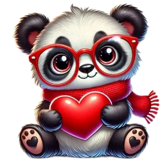 🐞 panda, corazón, amor, lindo, gafas, bufanda, dibujos animados, animal whatsapp sticker