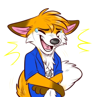 😝 raposa, furry, antropomórfico, rindo, desenho animado, feliz, sorrindo telegram sticker