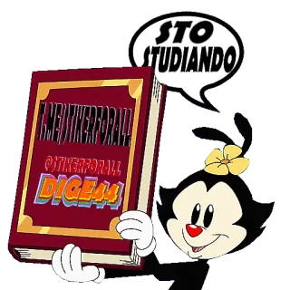 📔 Dot Warner Animaniacs STO STUDIANDO мультфильм, учеба, книга, Дот Уорнер, Animaniacs, итальянский telegram sticker