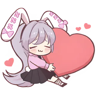 ❤️ Anime, Manga, Kawaii, Schattig, Konijn, Hart, Liefde telegram sticker