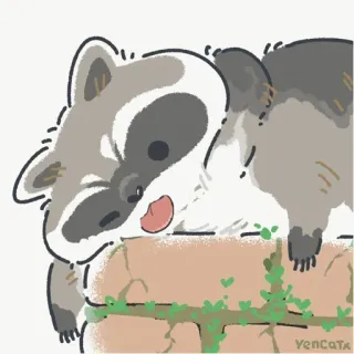 🧱 raccoon, cute, animal, cartoon, sleepy telegram sticker