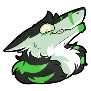 😈 furry, character, creature, animal, fantasy, green, black, white whatsapp sticker