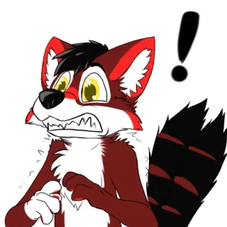 😧 퍼리, 여우, 충격, 걱정, 외침, 만화 telegram sticker