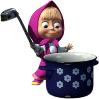 🥘 Masha Masha and the Bear Kartun, Anak, Memasak, Sup, Panci, Masha dan Beruang telegram sticker