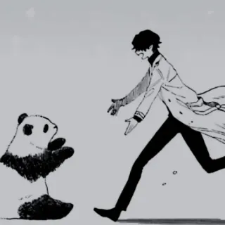 👁‍🗨 Anime, Manga, Panda, Personnage, Noir et blanc telegram sticker