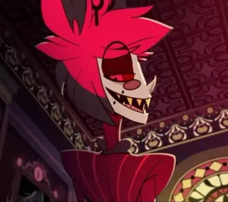 🍾 Alastor Hazbin Hotel demon, zadowolony z siebie, Radio Demon, hotel, animowany telegram sticker