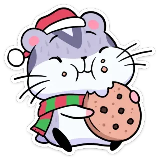 🍪 แฮมสเตอร์, คุกกี้, คริสต์มาส, ฤดูหนาว, น่ารัก, สัตว์ telegram sticker