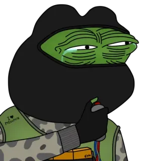 😂 Pepe the Frog I <3 MEGOMIN pepe, frosch, weinend, militär, sturmhaube, granate, traurig telegram sticker