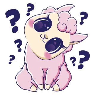 😅 lama, punto interrogativo, adesivo, carino, confuso, animale whatsapp sticker