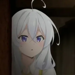 🍃 anime, cartoon, portrait, white hair, purple eyes, cute telegram sticker