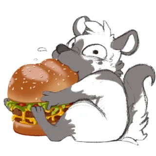 🍔 犬, ハンバーガー, 食べ物, 動物, 漫画, スナック, イラスト whatsapp sticker