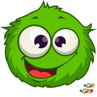 😃 esponjoso, dibujos animados, mono, verde, mascota, personaje whatsapp sticker