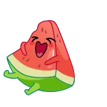 🍉 pastèque, fruit, mignon, joyeux, kawaii, rire whatsapp sticker