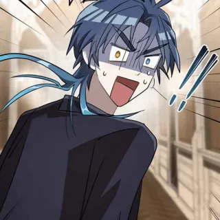 🌑 anime, shocked, surprised, blue hair, cartoon telegram sticker