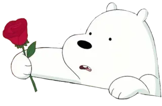 🌹 Ice Bear We Bare Bears ホッキョクグマ, 漫画, 可愛い, アイスベア, バラ, ぼくらベアベアーズ telegram sticker