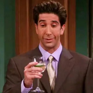 🍷 Ross Geller Friends serial, Przyjaciele, Ross Geller, kieliszek wina, toast telegram sticker