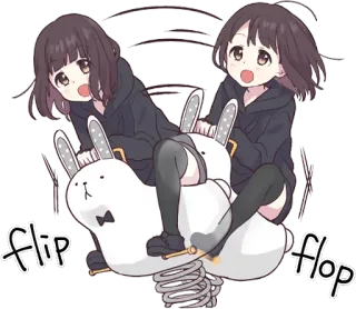 😝 Flip
Flop cartoon, spring rider, anime, kawaii, cute, animation telegram sticker