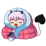 🥱 น่ารัก, จิบิ, อบอุ่น, ผ้าห่ม, ปีศาจ, ผี, ง่วง, คาวาอิ, ผ่อนคลาย telegram sticker