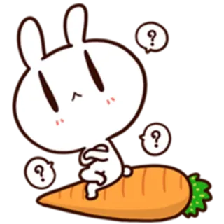 🤔 Hase, Karotte, süß, Cartoon, Fragezeichen, Tier telegram sticker