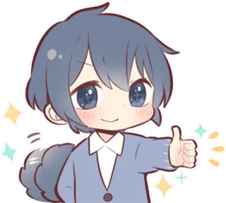 👍 Чиби, Аниме, Парень, Милый, Большой палец вверх, Блестки, Хорошо telegram sticker