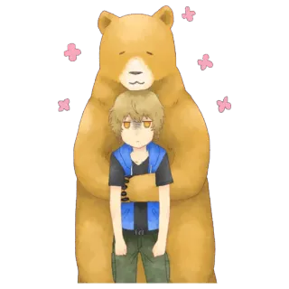 🐻 bear, hug, anime, friendship, cute, digital art, illustration, cartoon telegram sticker