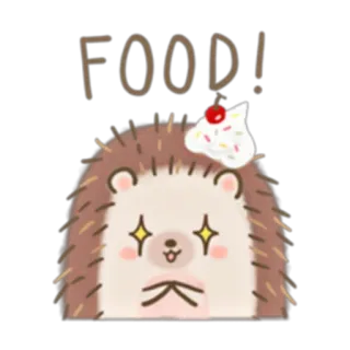 🤩 FOOD! comida, erizo, postre, lindo, animal, dibujos animados whatsapp sticker