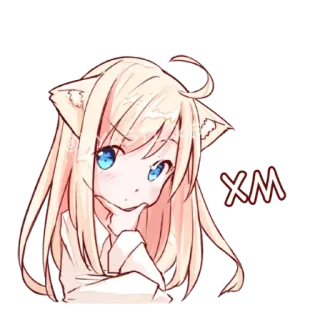 🧐 XM anime, girl, cat ears, cute, manga, kawaii whatsapp sticker