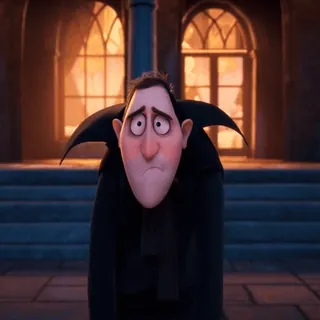 🧛‍♂ Dracula Hotel Transylvania ドラキュラ, 吸血鬼, モンスター・ホテル, アニメ, キャラクター, 悲しい, アニメーション telegram sticker