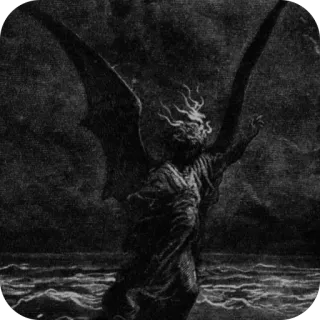 🫥 angel, demon, dark, wings, sea, battle, monster telegram sticker
