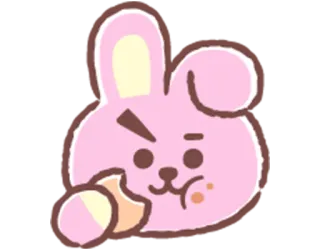 😗 Cooky BT21, Cooky, pink bunny, cute, cartoon character, K-pop telegram sticker