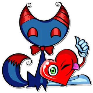 👍 Katze, Herz, Cartoon, Animation, rot, blau, süß telegram sticker