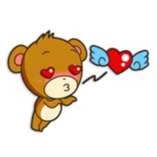 😘 Bär, Herz, Liebe, Cartoon, süß, Flügel telegram sticker