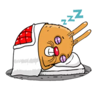 😴 dormire, coniglio, cartone animato, carino, stanco, cuscino, coperta, zzz whatsapp sticker