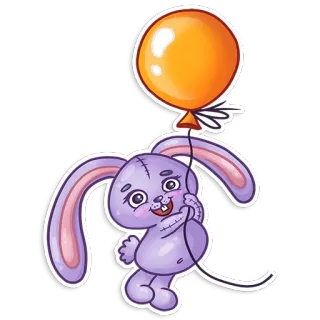 🎈 зайчик, шар, милый, мультик, животное, игрушка whatsapp sticker