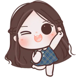 🧸 dessin animé, mignon, fille, clin d'oeil, kawaii, animé telegram sticker