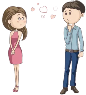 🤔 любовь, пара, романтика, мультфильм, сердца telegram sticker