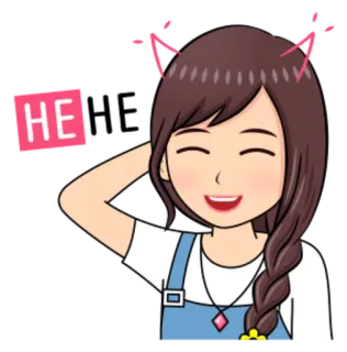 😁 HE menina, desenho animado, adesivo, olá, amigável whatsapp sticker